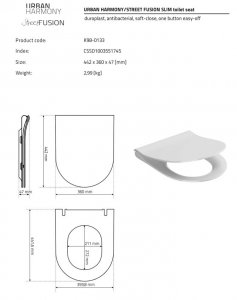 Miska WC Cersanit Miska zawieszana Urban Harmony Clean On +  deska Slim Duroplast (K701-256) 8