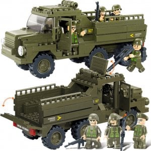 tomdorix Klocki Wojsko Ciężarówka Transportowa Wojska, armia+4 figurki 1