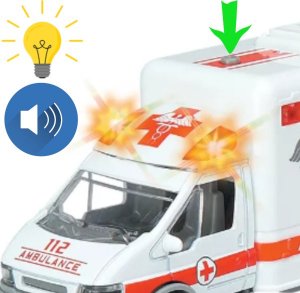 Auto Metalowe Karetka Pogotowia Ambulans Światło / Dźwięk 2