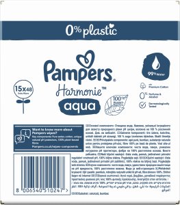 Pampers Chusteczki nawilżane Harmonie Aqua 15x48 szt. [Plastic Free] 6