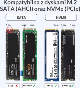 Kieszeń Orico M.2 NVMe/SATA 10Gbps (PWDM2-G2-BL-EP) 6
