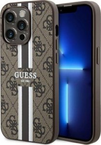 Guess Etui Guess GUHMP14XP4RPSW Apple iPhone 14 Pro Max brązowy/brown hardcase 4G Printed Stripes MagSafe 1