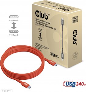 Kabel USB Club 3D USB-C - USB-C 3 m Czerwony (CAC-1513) 6