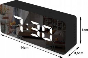 Verk ZEGAR BUDZIK TERMOMETR LUSTRO LED ALARM DATA 4w1 6
