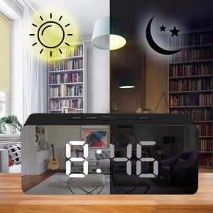 Verk ZEGAR BUDZIK TERMOMETR LUSTRO LED ALARM DATA 4w1 8