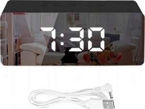 Verk ZEGAR BUDZIK TERMOMETR LUSTRO LED ALARM DATA 4w1 9