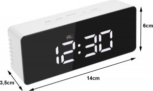 Verk ZEGAR BUDZIK TERMOMETR LUSTRO LED ALARM DATA 4w1 7
