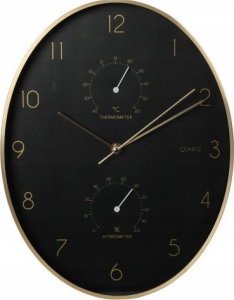 Koopman Zegar ścienny do salonu czarny okrągły 34 cm 1