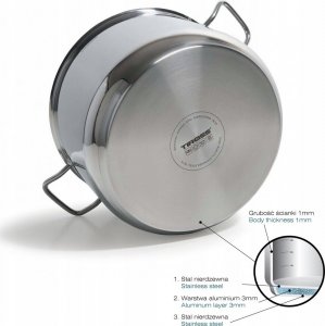 Tiross GARNEK Stalowy z POKRYWKĄ 10,8L 28cm Indukcja 2471 2