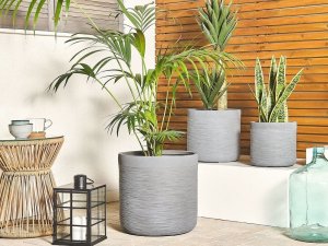 Beliani Doniczka 42 x 42 x 41 cm szara SAMOS 2