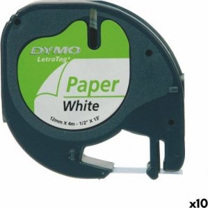 Dymo Laminowana Taśma do Drukarki Etykiet Dymo 91200 LetraTag Czarny Biały 12 mm (10 Sztuk) 1