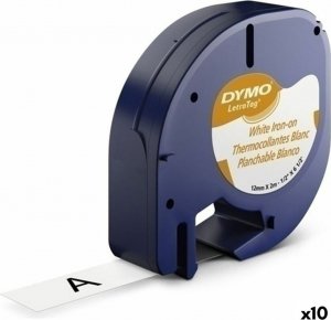 Dymo Laminowana Taśma do Drukarki Etykiet Dymo 18769 12 mm x 2 m Czarny Biały Materiałowy (10 Sztuk) 1