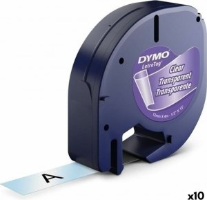 Dymo Laminowana Taśma do Drukarki Etykiet Dymo 12267 12 mm x 4 m Przezroczysty Plastikowy Czarny (10 Sztuk) 1