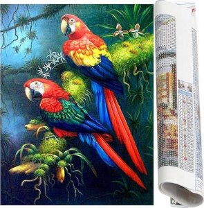 Springos Haft diamentowy papugi mozaika diamentowa 40x30 cm UNIWERSALNY 1