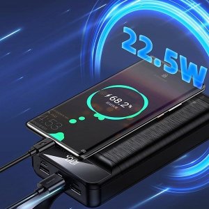 Powerbank Awei AWEI PowerBank P141K 40000mAh 22.5W czarny/black 3xUSB/PD/Lightning wyświetlacz + lampka LED 4