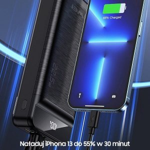 Powerbank Awei AWEI PowerBank P141K 40000mAh 22.5W czarny/black 3xUSB/PD/Lightning wyświetlacz + lampka LED 5