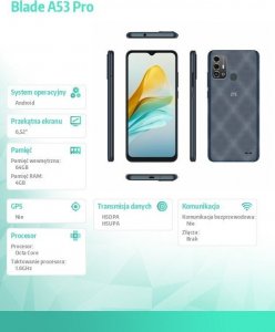 Smartfon ZTE Blade A53 Pro 4/64GB Niebieski  (ZTE Blade A53 Pro Blue) 5