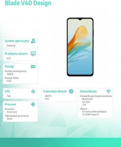 Smartfon ZTE Blade V40 Design 4/128GB Szary  (ZTE Blade V40 Design Gray) 17