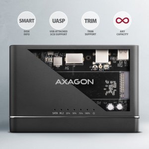 Kieszeń Axagon ADSA-CC USB-C 10Gbps NVMe M.2 2.5/3.5 SSD&HDD Clone Master 2 6