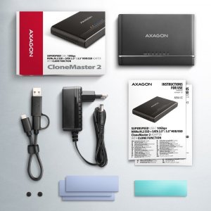 Kieszeń Axagon ADSA-CC USB-C 10Gbps NVMe M.2 2.5/3.5 SSD&HDD Clone Master 2 8