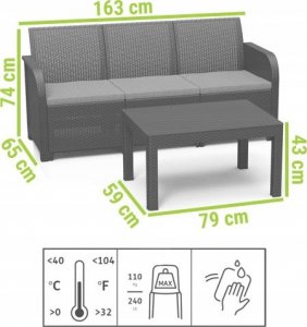 Keter Zestaw mebli ogrodowych Keter Rotang Rosalie szary (graphite - coolgrey ) 4 el. 6