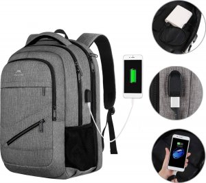 Plecak Matein biznesowy podróżny na laptopa 17,3, kolor szary, 48x33x18 cm 4