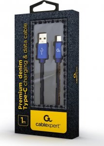 Kabel USB Gembird USB-A - USB-C 1 m Czarno-niebieski (CC-USB2J-AMLCML-1M) 1