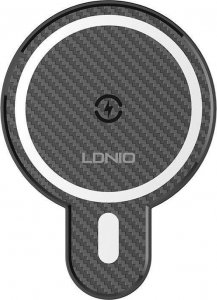 LDNIO Samochodowy uchwyt MA20 LDNIO z ładowarką indukcyjną 15W i metalowym pierścieniem, (czarny) 2