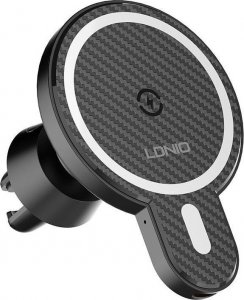LDNIO Samochodowy uchwyt MA20 LDNIO z ładowarką indukcyjną 15W i metalowym pierścieniem, (czarny) 3
