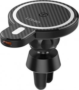 LDNIO Samochodowy uchwyt MA20 LDNIO z ładowarką indukcyjną 15W i metalowym pierścieniem, (czarny) 4