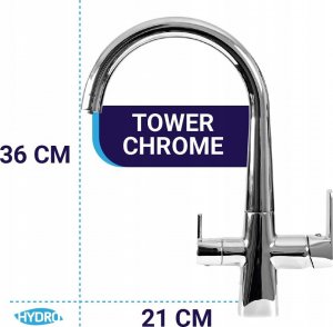 Bateria kuchenna Technika Wody WYLEWKA BATERIA TRÓJDROŻNA TOWER CHROME FILTRY RO= 1