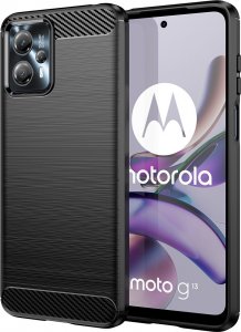 Hurtel Carbon Case etui do Motorola Moto G53 / G13 elastyczny silikonowy karbonowy pokrowiec czarne 1