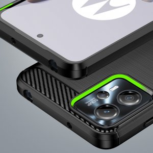 Hurtel Carbon Case etui do Motorola Moto G53 / G13 elastyczny silikonowy karbonowy pokrowiec czarne 6