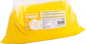 GSG24 Kolorowy cukier do waty cukrowej żółty o smaku naturalnym 5kg Kolorowy cukier do waty cukrowej żółty o smaku naturalnym 5kg 1