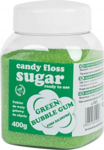 GSG24 Kolorowy cukier do waty cukrowej zielony o smaku gumy balonowej 400g Kolorowy cukier do waty cukrowej zielony o smaku gumy balonowej 400g 1