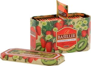 Basilur Herbata czarna TRUSKAWKA KIWI puszka Basilur 20x2g 1