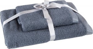 Eurofirany Komplet ręczników bawełnianych z roślinnym wzorem KOS 50x90 + 70x140 grafitowy 1
