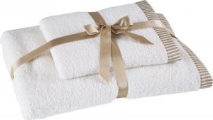 Eurofirany Komplet ręczników bawełnianych z roślinnym wzorem KOS 50x90 + 70x140 kremowy 1