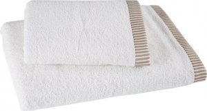 Eurofirany Komplet ręczników bawełnianych z roślinnym wzorem KOS 50x90 + 70x140 kremowy 3