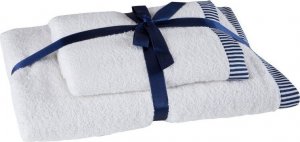 Eurofirany Komplet ręczników bawełnianych z roślinnym wzorem KOS 50x90 + 70x140 biały 1