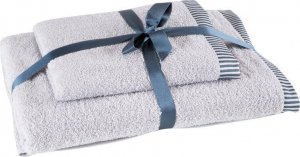 Eurofirany Komplet ręczników bawełnianych z roślinnym wzorem KOS 50x90 + 70x140 srebrny 1