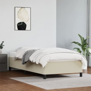 vidaXL Rama łóżka, kremowa, obita sztuczną skórą, 80x200 cm 1