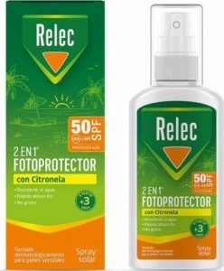 Relec Spray z filtrem do opalania Relec 2 w 1 Citronella 100 ml Spf 50 1