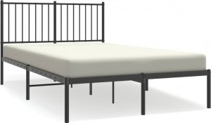 vidaXL Metalowa rama łóżka z wezgłowiem czarna, 140x200 cm 2