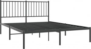 vidaXL Metalowa rama łóżka z wezgłowiem czarna, 140x200 cm 4