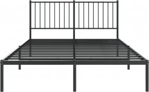 vidaXL Metalowa rama łóżka z wezgłowiem czarna, 140x200 cm 5