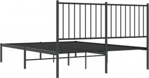 vidaXL Metalowa rama łóżka z wezgłowiem czarna, 140x200 cm 7