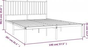 vidaXL Metalowa rama łóżka z wezgłowiem czarna, 140x200 cm 9