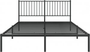 vidaXL Metalowa rama łóżka z wezgłowiem, czarna, 150x200 cm 5
