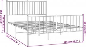 vidaXL Metalowa rama łóżka z wezgłowiem i zanóżkiem, czarna, 120x200cm 9